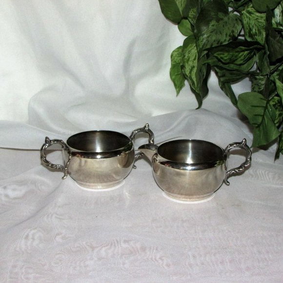 Vintage Silver Plate Creamer & Sugar Bowl Viking Canada - Picture 5 of 6